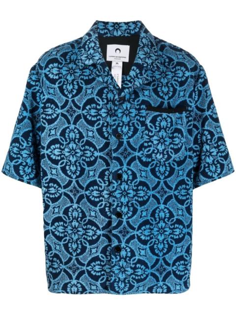 Marine Serre Oriental Towel-print short-sleeve shirt