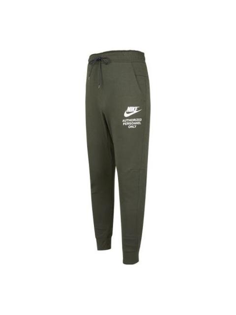 Men's Nike SS22 Logo Alphabet Printing Knit Bundle Feet Sports Pants/Trousers/Joggers Autumn Green D