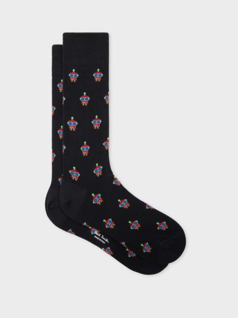 Paul Smith Navy and Grey 'Robot' Jacquard Socks