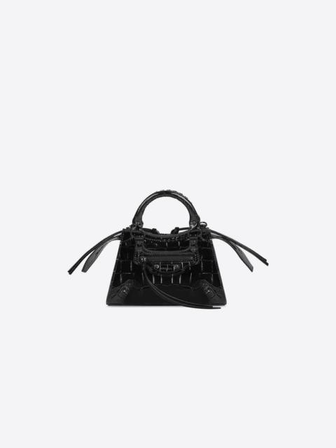 Women's Neo Classic Mini Handbag Crocodile Embossed in Black