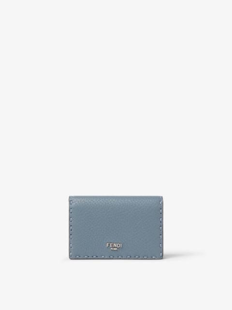 FENDI Card Holder Selleria Mercury blue and dark gray Selleria card holder with 102 hand-sewn stitches