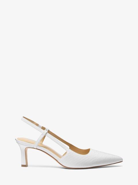 MICHAEL KORS Alora Snake Embossed Leather Slingback Pump