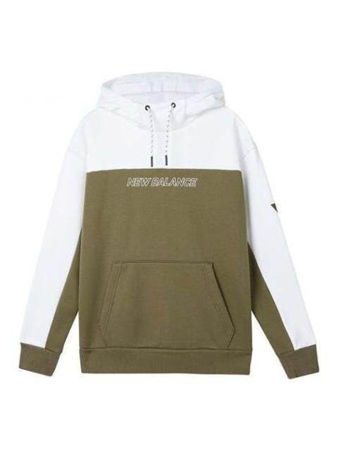New Balance Casual Color Block Hoodie 'White Olive Green' AMT04368-OV