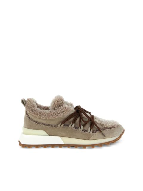 Brunello Cucinelli monile fur-lined trainers