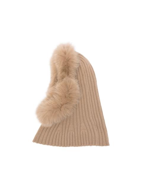 Yves Salomon fur-trim ribbed balaclava