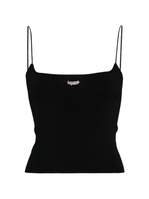 logo-plaque knitted crop top