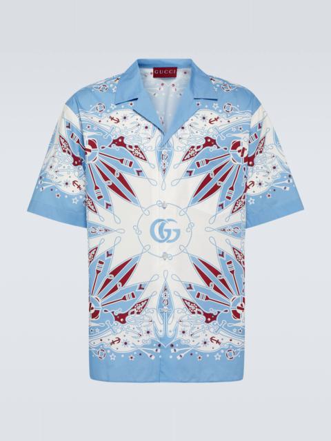 Double G printed cotton bowling shirt