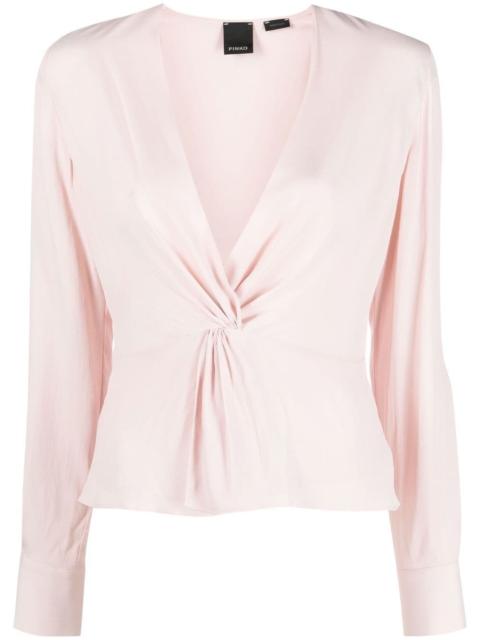 PINKO twist-detail long-sleeved blouse