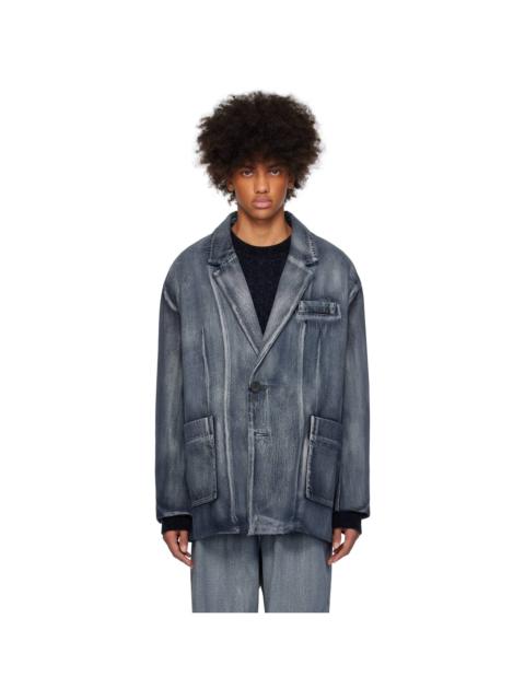 Wooyoungmi Blue Painted Single Denim Blazer