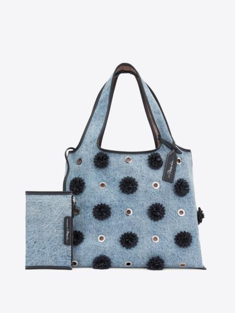 3.1 Phillip Lim Denim Market Tote with Leather Flowers