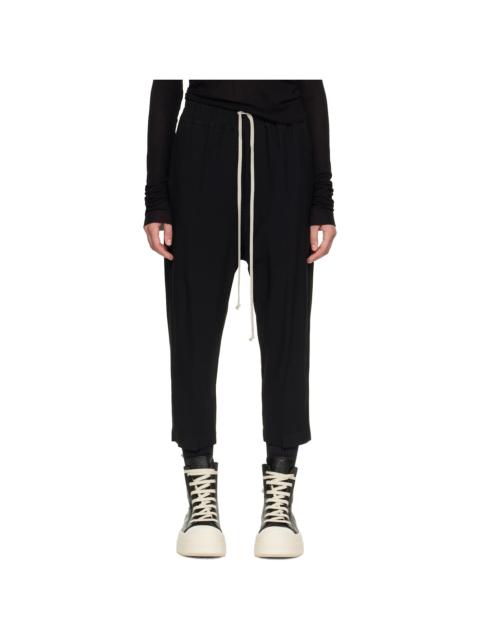 Rick Owens Black Drawstring Astaires Cropped Trousers