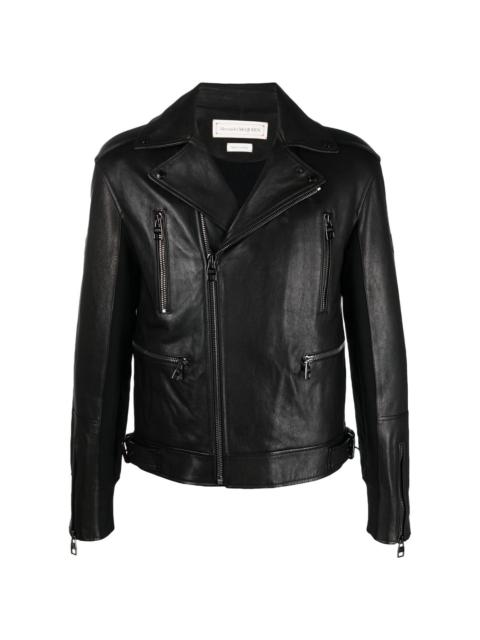 leather-trim biker jacket