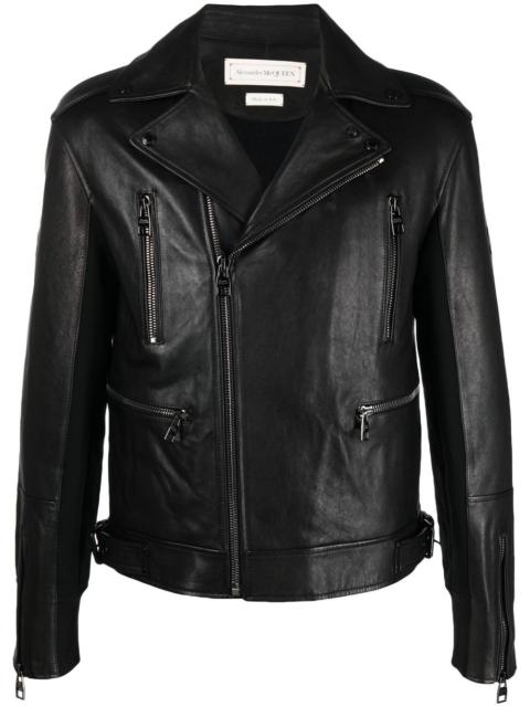 Alexander McQueen leather-trim biker jacket