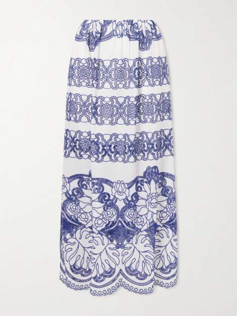 BORGO DE NOR Belan Scalloped Broderie Anglaise Cotton-blend Maxi Skirt