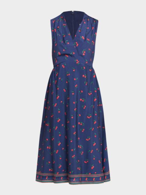 Shoshanna Thorton Cherry-Print Crepe De Chine Midi Dress