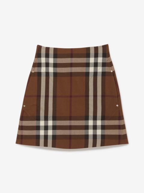 Check Wool Cotton Jacquard Mini Skirt