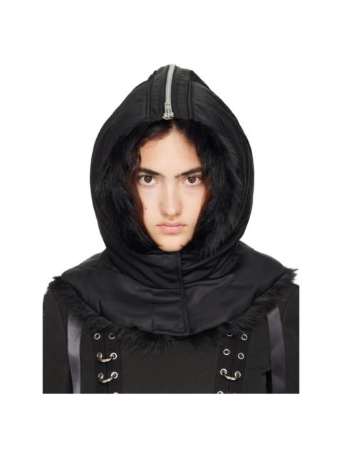Simone Rocha Black Split Faux Fur Zip Hood