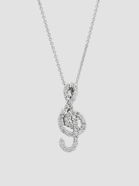 ROBERTO COIN Women's Tiny Treasures 18K White Gold & 0.05 TCW Diamond Treble Clef Pendant Necklace - White Gold