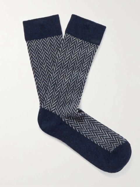 ANONYMOUSISM Herringbone Jacquard-Knit Socks