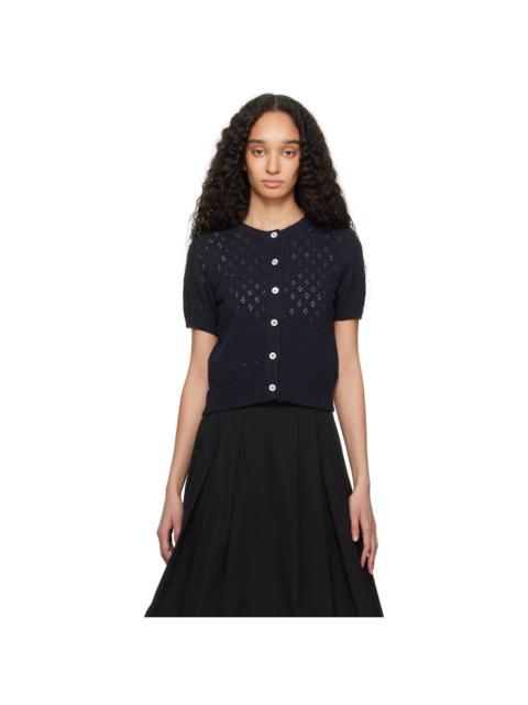 Dunst Navy Crochet Half Sleeve Cardigan