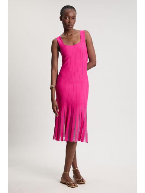 KAREN MILLEN Compact Stretch Square Neck Knitted Flippy Dress
