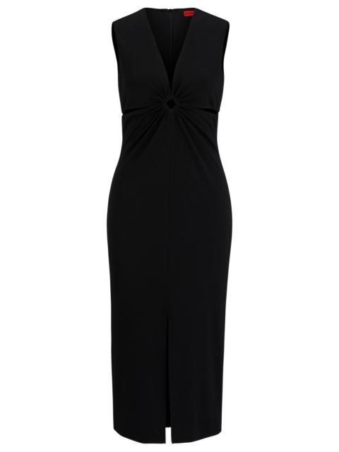 HUGO SLEEVELESS MIDI DRESS WITH CUT-OUTS AND RING DETAIL