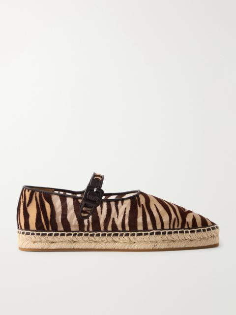 LOEFFLER RANDALL Leather-trimmed Flocked Mesh Ballet Flats