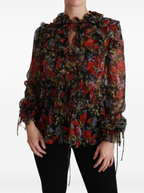 Dolce & Gabbana floral-print ruffled blouse