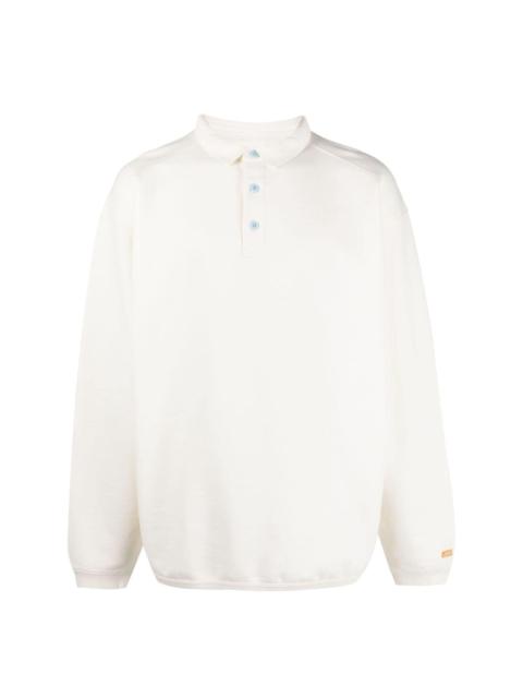 cotton-blend short-button sweatshirt