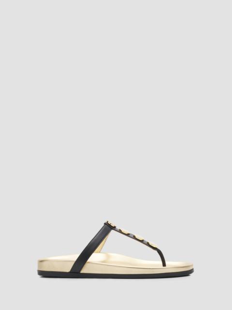 Manolo Blahnik Women's Ruja Dome-Stud Leather Thong Sandals - Black