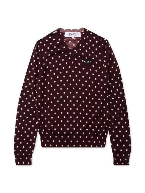 Comme des Garçons PLAY COMME DES GARCONS PLAY POLKA DOT SWEATER - BURGUNDY