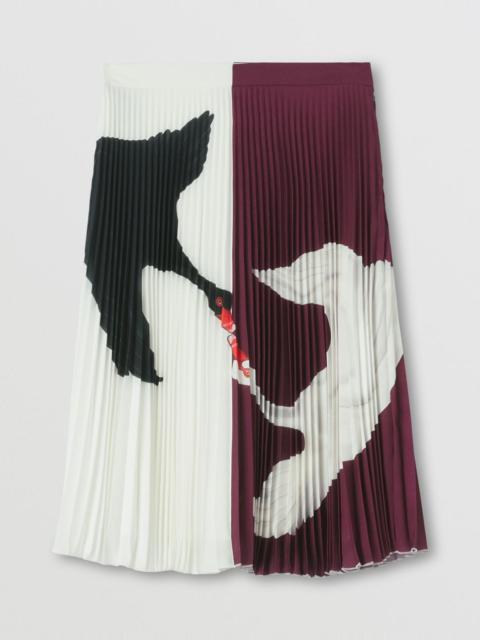 Burberry Swan Graphic Pleated Skirt