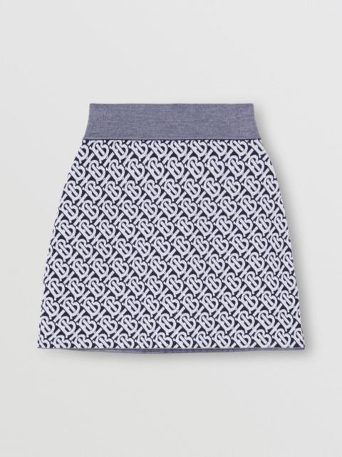 Burberry Monogram Wool Blend Jacquard Mini Skirt