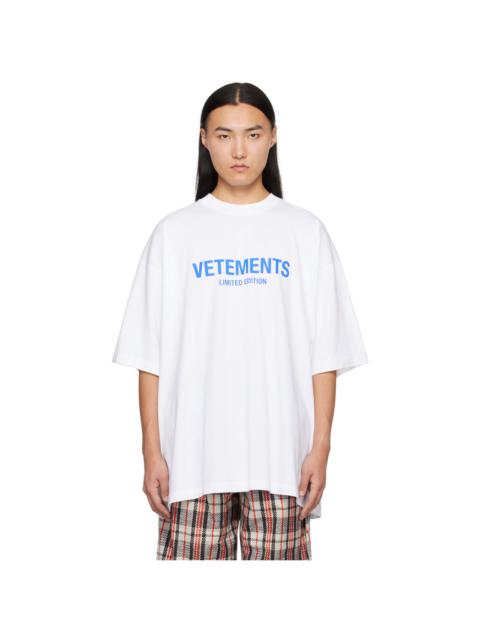 VETEMENTS White 'Limited Edition' T-Shirt