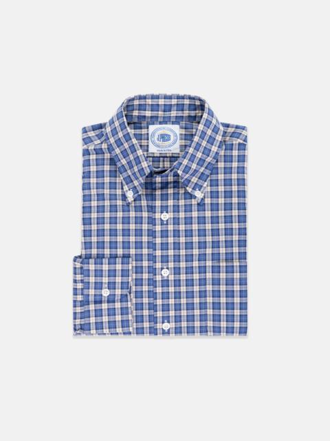 J. PRESS MADE-IN-USA BLUE & WHITE MINI TARTAN SPORT SHIRT - CLASSIC FIT
