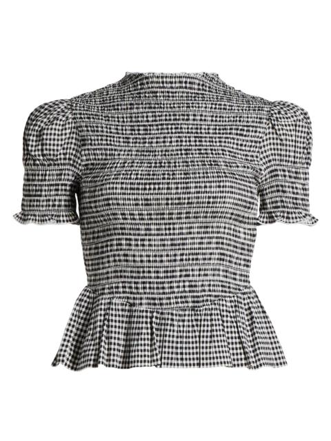 Reformation Women's Aggie Gingham Check Peplum Top - Remy Check