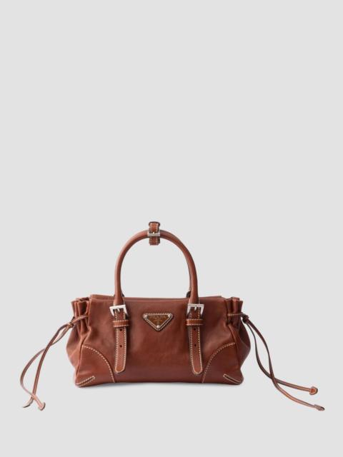 Prada Women's Bonnie Small Leather Top Handle Bag - Brown