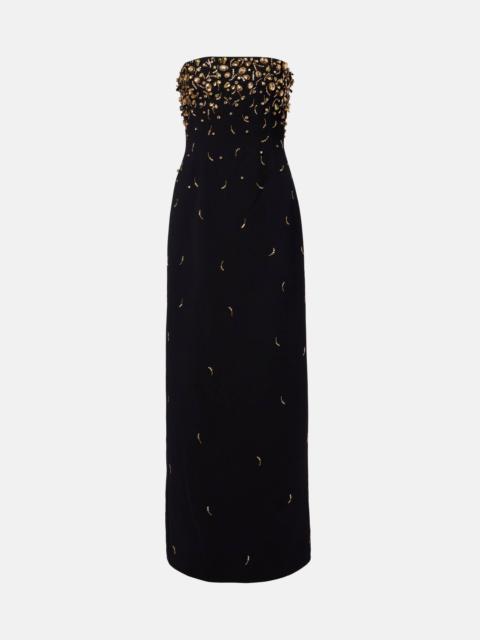 Reign embellished crêpe bustier gown