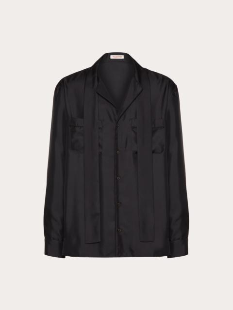 Valentino SILK PAJAMA SHIRT WITH SCARF COLLAR