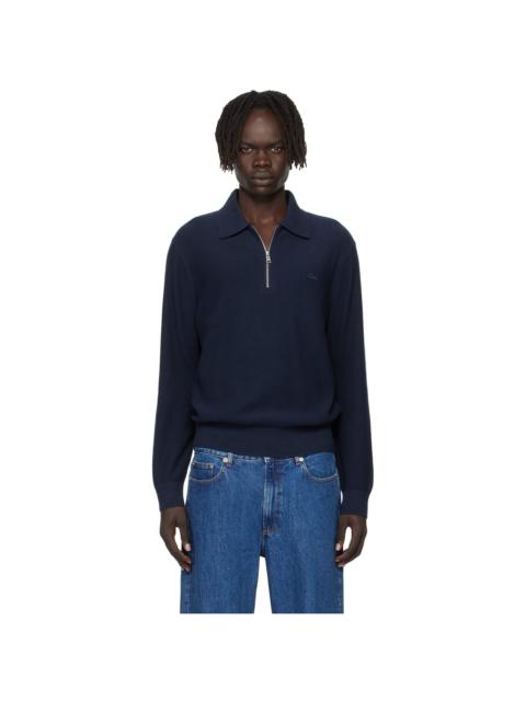 LACOSTE Navy Half-Zip Polo
