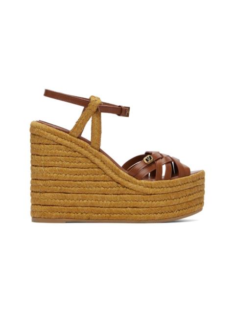 Valentino Brown Wedge Espadrilla Heeled Sandals