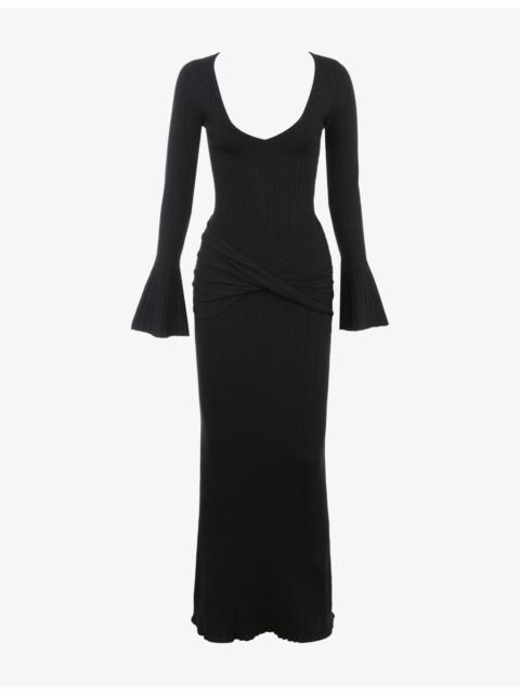 House of CB Mila Flute-Sleeve Knit Maxi Dress