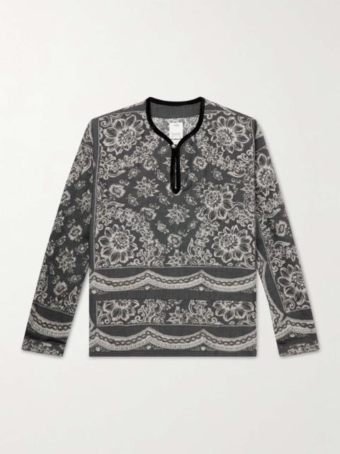 Velvet-Trimmed Printed Wool and Linen-Blend Shirt