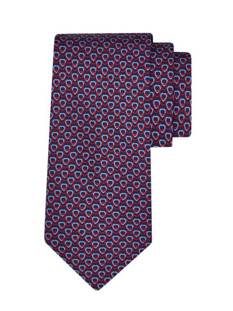 FERRAGAMO Men's Gancio Heart Silk Tie - Blue Scuro Rosso