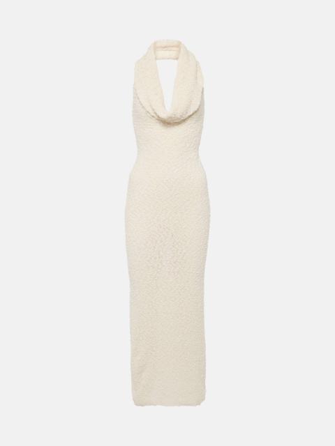 Cotton-blend bouclé midi dress