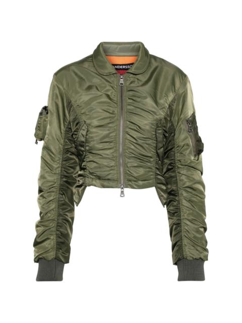 Andersson Bell double layered logo lace short bomber jacket