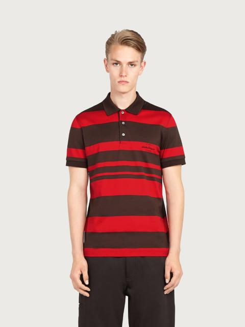 FERRAGAMO SHORT SLEEVED STRIPED POLO