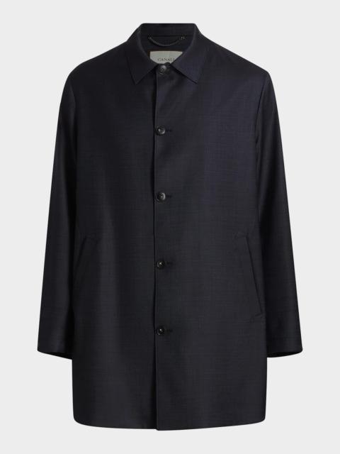 Canali Men's Wool Denim-Textured Overcoat