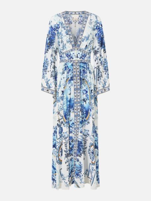 CAMILLA KIMONO SLEEVE DRESS WITH SHIRRING DETAIL THE PORCELAIN PARLOUR