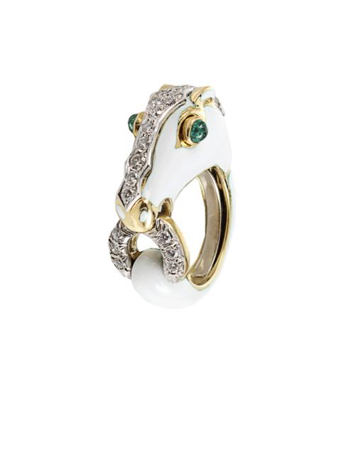 DAVID WEBB Diamond Emerald White Horse Ring